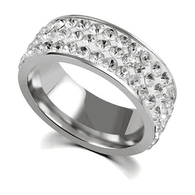 Eternity Band Ring with Clear Cubic Zirconia, Stainless Steel