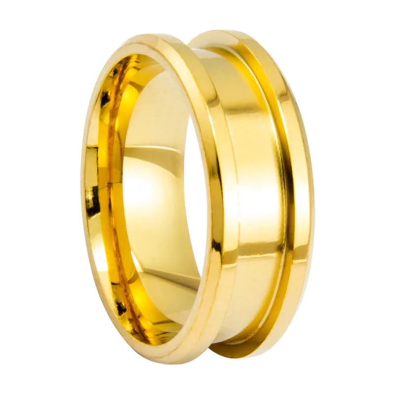 Polierter Herrenring mit Mittelrinne, Edelstahl