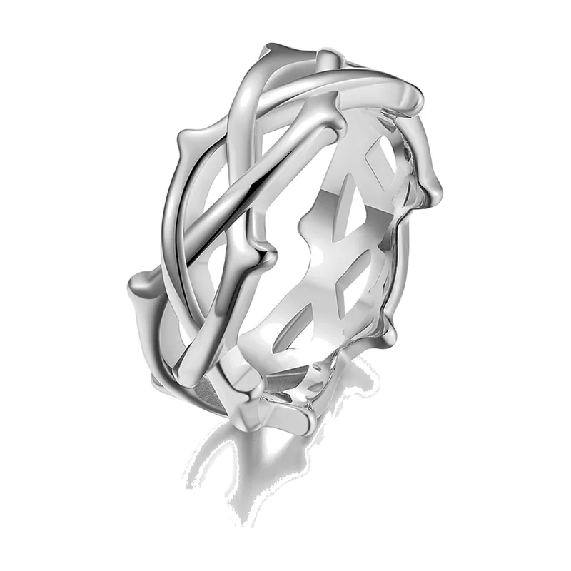 Thorn Vine Pattern Band Ring, 316L Stainless Steel