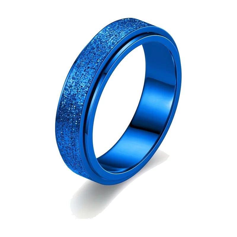Spinner-Ring mit blauem Glitzer-Inlay, Edelstahl