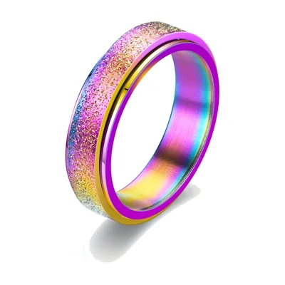 Spinner-Ring mit buntem Glitzer-Finish, Edelstahl