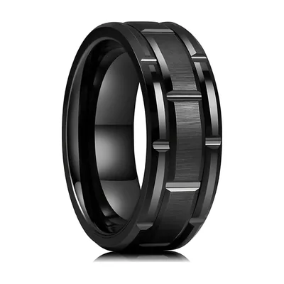 Anello a Doppia Scanalatura, Acciaio Inossidabile Spazzolato