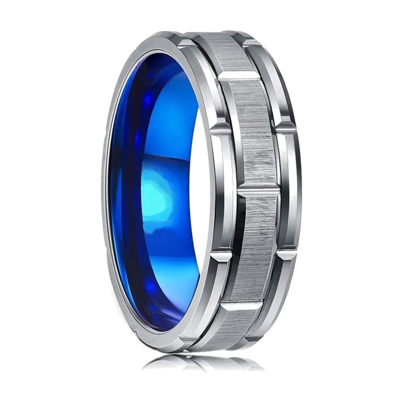 Double Groove Band Ring, Brushed Stainless Steel
