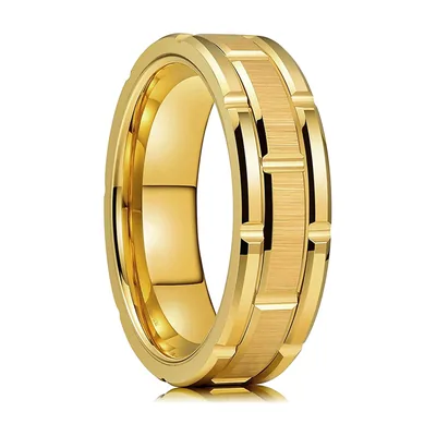 Anello a Fascia Satinato con Doppio Solco, Acciaio Inox