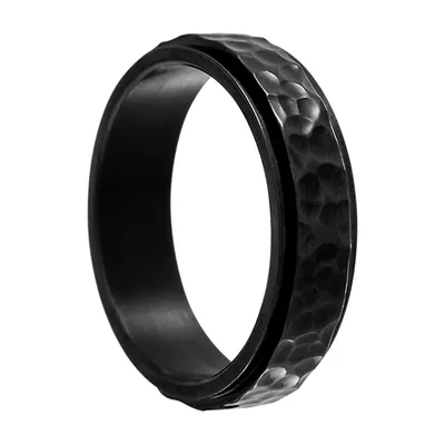 Gehämmerter Spinner-Ring mit drehbarem Innenband, Edelstahl