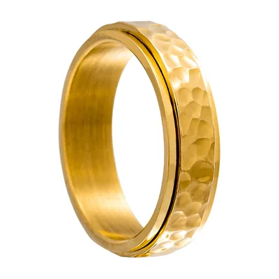 Hammergeschmiedeter Spinner-Ring für Herren, Edelstahl