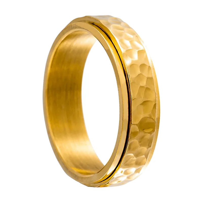 Anello spinner effetto martellato, acciaio inossidabile