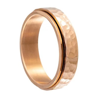 Herren Spinner-Ring mit Hammerschlag-Optik, Edelstahl