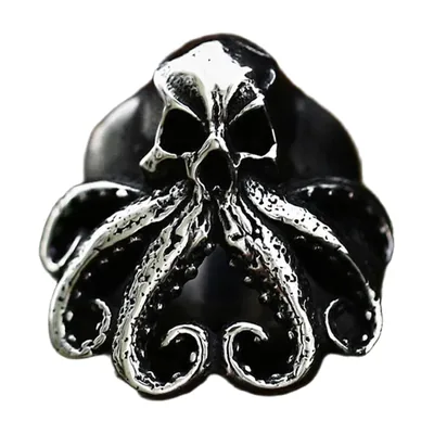 Kraken Oktopus-Schädel Ring, Edelstahl