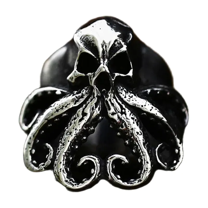 Kraken Octopus Skull Ring, Stainless Steel
