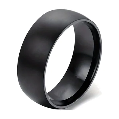 Flacher Herrenring in Mattschwarz, 316L Edelstahl