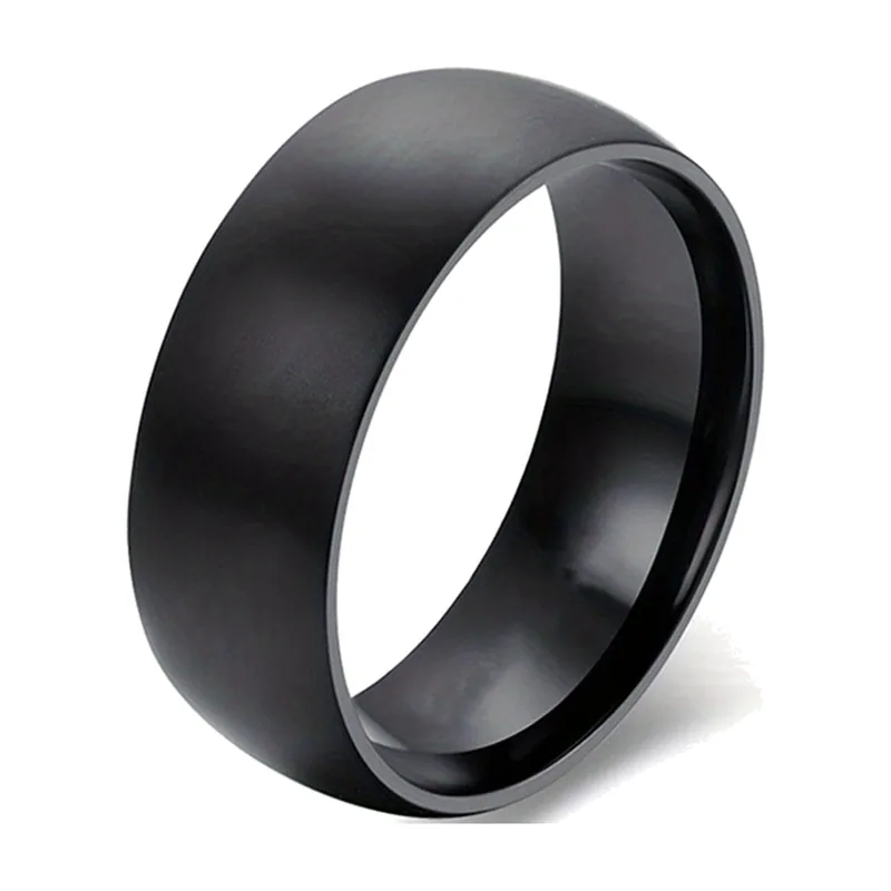 Flacher Herrenring in Mattschwarz, 316L Edelstahl