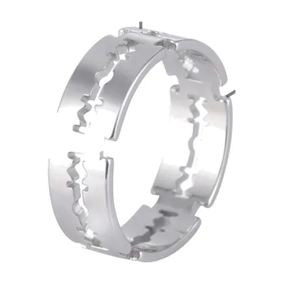 Anillo de Banda con Corte Geométrico de Cuchillas, Acero Inoxidable