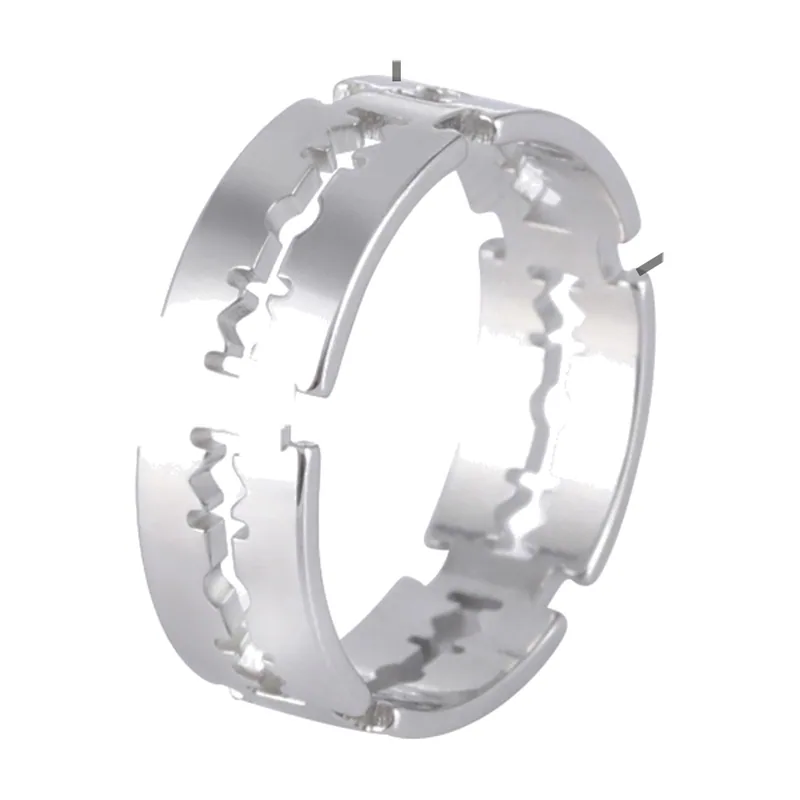 Bague à Motifs Lames Géométriques, Acier Inoxydable