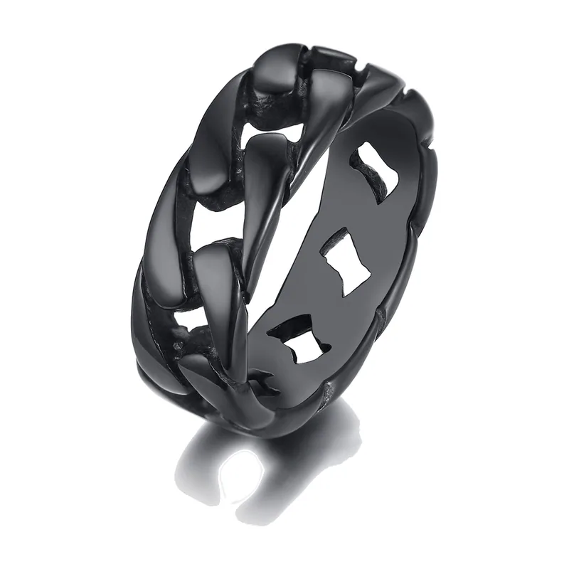 Bague Chaîne Gourmette Style Biker, Acier Inoxydable