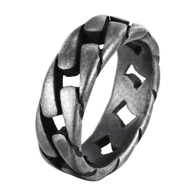 Herrenring mit Ketten-Motiv, Edelstahl