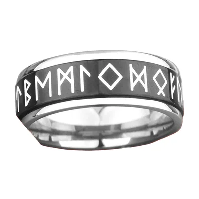 Wikinger Runen Spinner-Ring für Herren, Edelstahl 316L