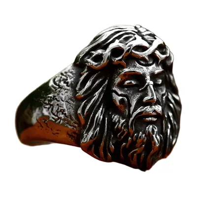 Jesus Face Signet Ring, 316L Stainless Steel