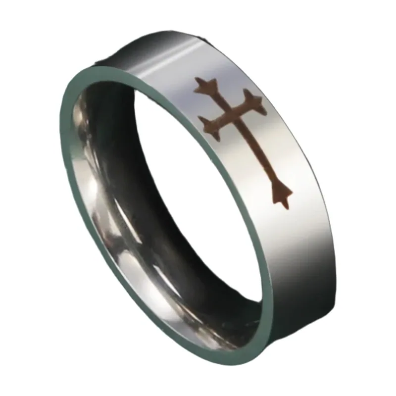 Herrenring mit Kreuz-Gravur, 316L Edelstahl