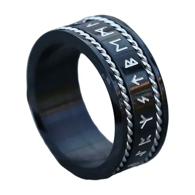 Wikinger Runenring mit Knoten-Detail, Edelstahl 316L