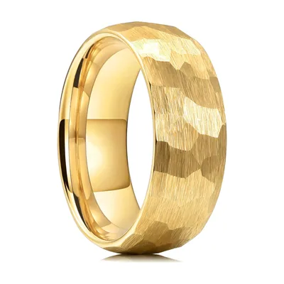 Anillo Martillado en Tono Dorado, Acero Inoxidable 316L