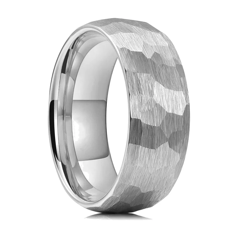 Hammered Texture Band Ring, 316L Stainless Steel