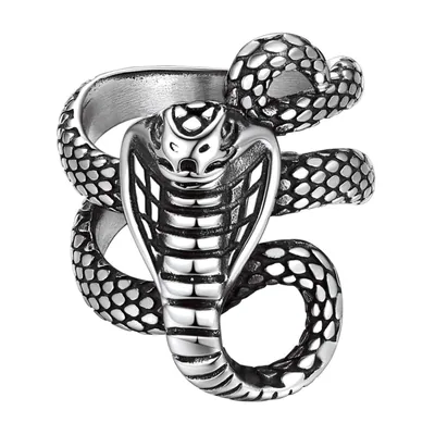 Kobra-Schlangenring mit Ouroboros-Motiv, Edelstahl 316L