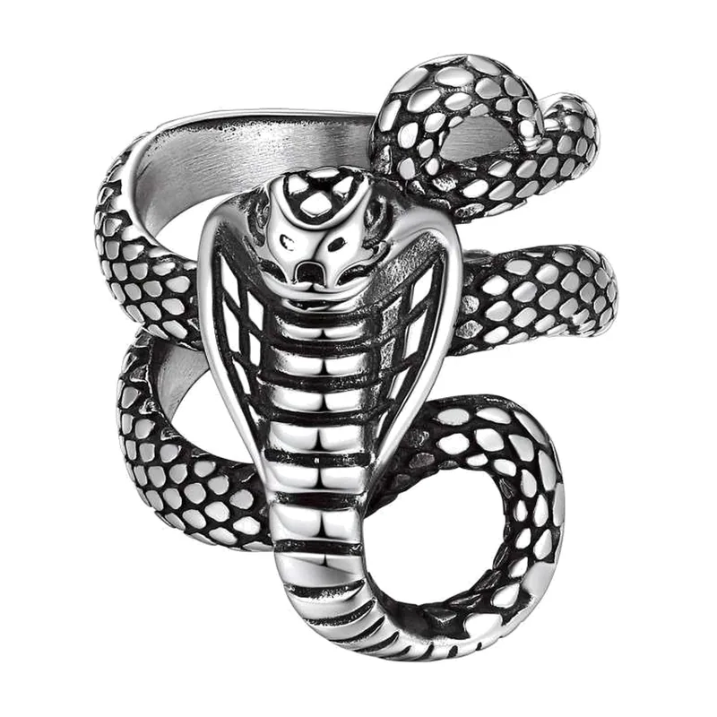 Anillo de Cobra con Motivo Ouroboros, Acero Inoxidable 316L