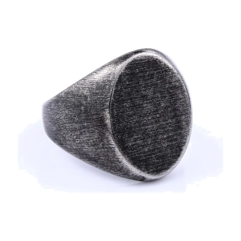 Oval Signet Ring, Brushed 316L Stainless Steel