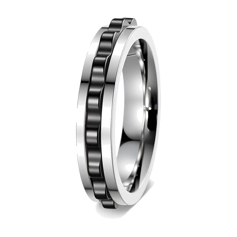 Anello Spinner con Fascia Rotante, Acciaio Inossidabile