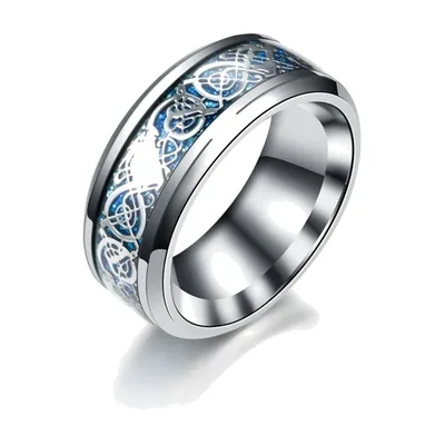 Anillo de Corona con Piedras Azules, Acero Inoxidable