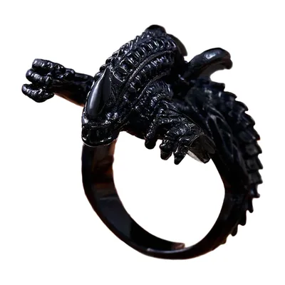 3D Alien Kreatur Statement-Ring aus Edelstahl
