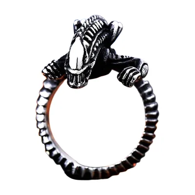 3D Alien Predator Statement-Ring aus Edelstahl