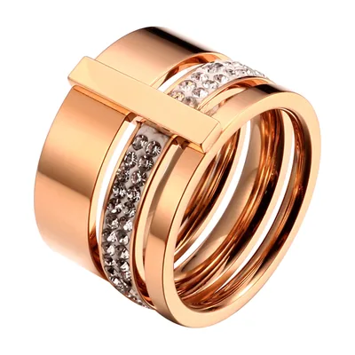 Anillo Multi-Banda con Zirconia, Acero Inoxidable