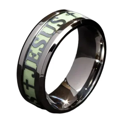 Herren Ring mit Jesus-Inschrift, 316L Edelstahl