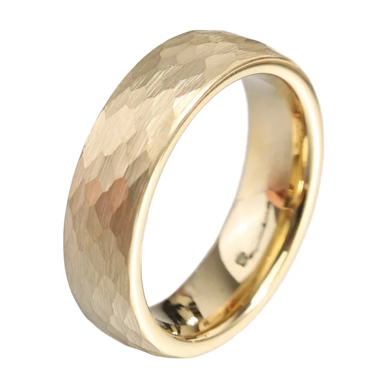 Bague à Texture Martelée, Acier Inoxydable