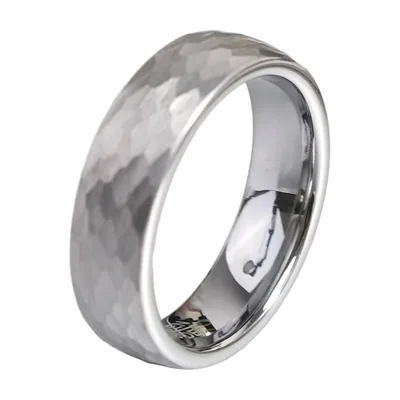 Anello con Texture Martellata, Acciaio Inossidabile 316L