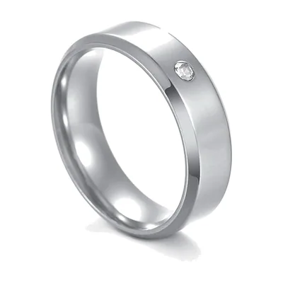 Bague Minimaliste avec Zirconia Clair, Acier Inoxydable