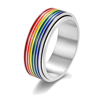 Regenbogen Spinner-Ring für Herren, 316L Edelstahl