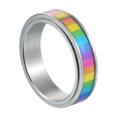 Regenbogen Spinner-Ring aus 316L Edelstahl