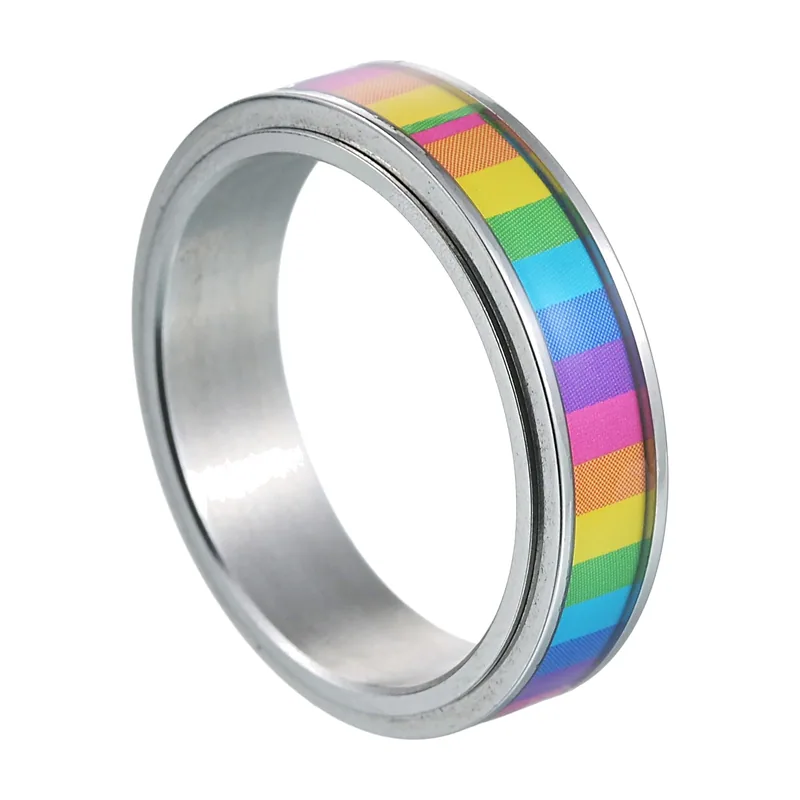 Rainbow Spinner Ring, 316L Stainless Steel