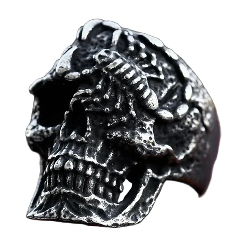 Anillo de Calavera Estilo Gótico Biker, Acero Inoxidable