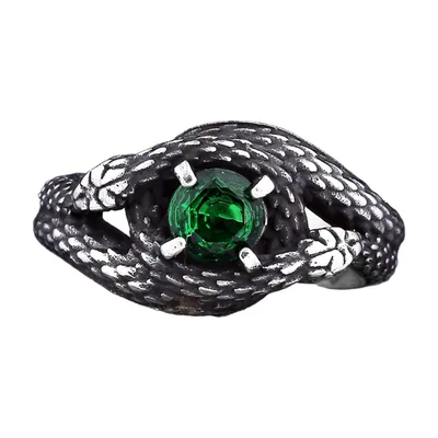 Anillo de Serpiente con Piedra Verde, Acero Inoxidable 316L