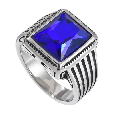 Square Signet Ring with Tiger's Eye Stone, Stainless Steel