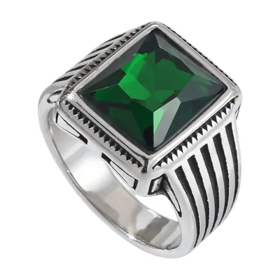 Square Signet Ring with Tiger's Eye, Stainless Steel