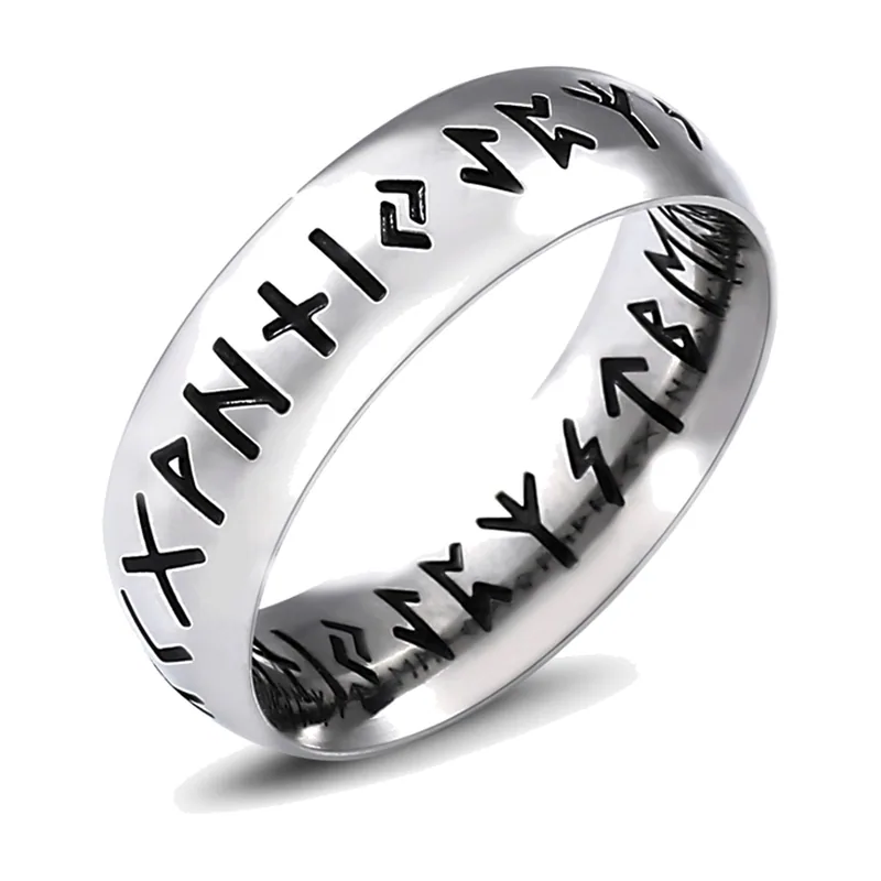 Wikinger Runen Ring für Herren, Edelstahl