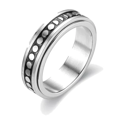 Spinner-Ring mit Punktmuster für Herren, Edelstahl 316L