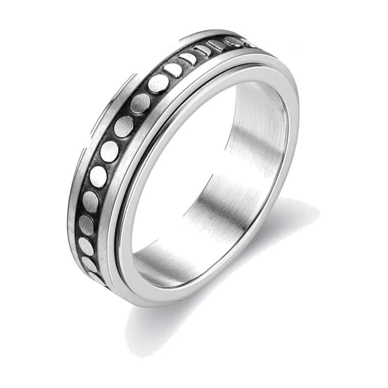 Anello Spinner con motivo a puntini, Acciaio Inossidabile 316L