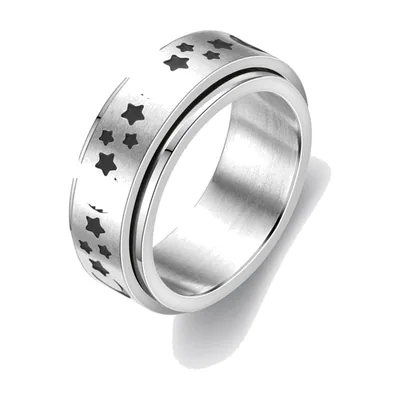 Herren Spinner-Ring mit Mond und Sternen, Edelstahl
