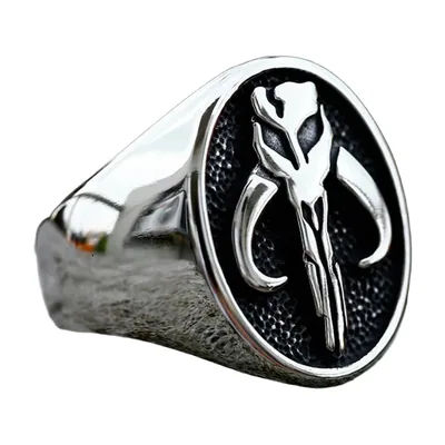 Anello Sigillo con Teschio e Dettagli Texture, Acciaio Inossidabile